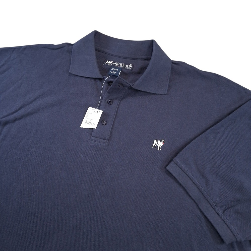 Big Dogs Mens Polo Shirt 2X Navy Blue Straight Hem Embroidered Logo 100% Cotton